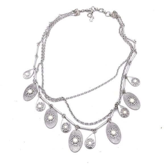 Lucky Brand Chain Disc Pendant Necklace Silver Tone Lobster Closure 20" - Picture 1 of 6